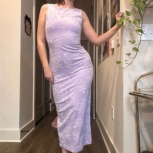💜 90s Lilac Velvet Maxi Party Dress 💜 Size M